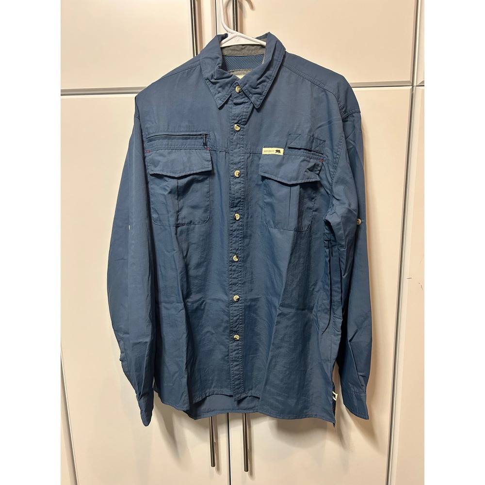 Dakota Grizzly Mens Blue Long Sleeve Tab Fishing Hiking Utility Shirt Size M